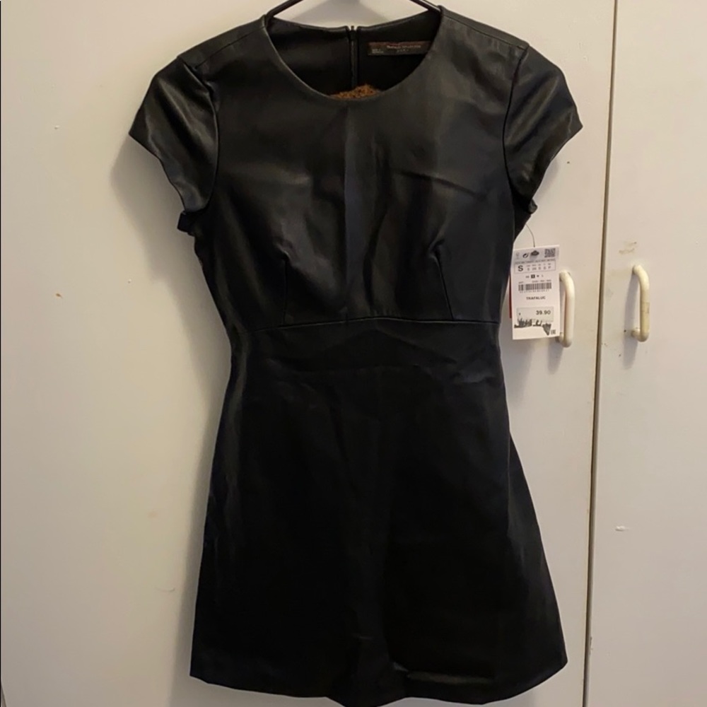 Zara black leather dress